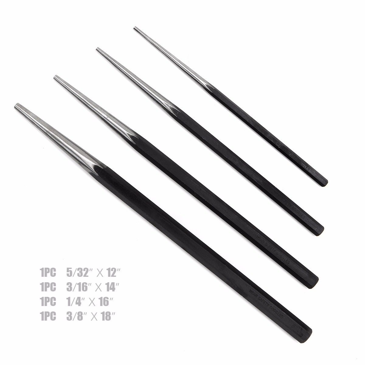 Stark USA 4-Piece Long Tapered Alignment Drift Punch Set Mechanics Steel Taper