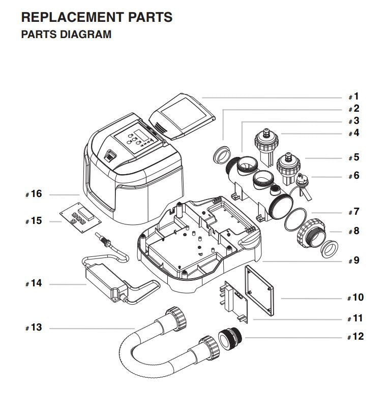 90145 POOL ABOVEGROUND CLEAR SALT WATER SYSTEM E.C.O. 15000 GALLON PARTS LISTING