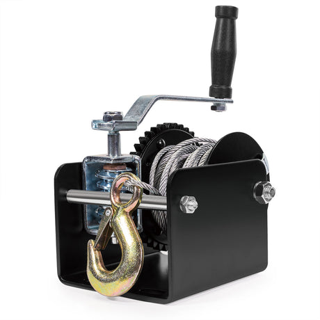 XtremepowerUS 2000LBS Capacity Worm Gear Portable or Mountable Hand Crank Winch