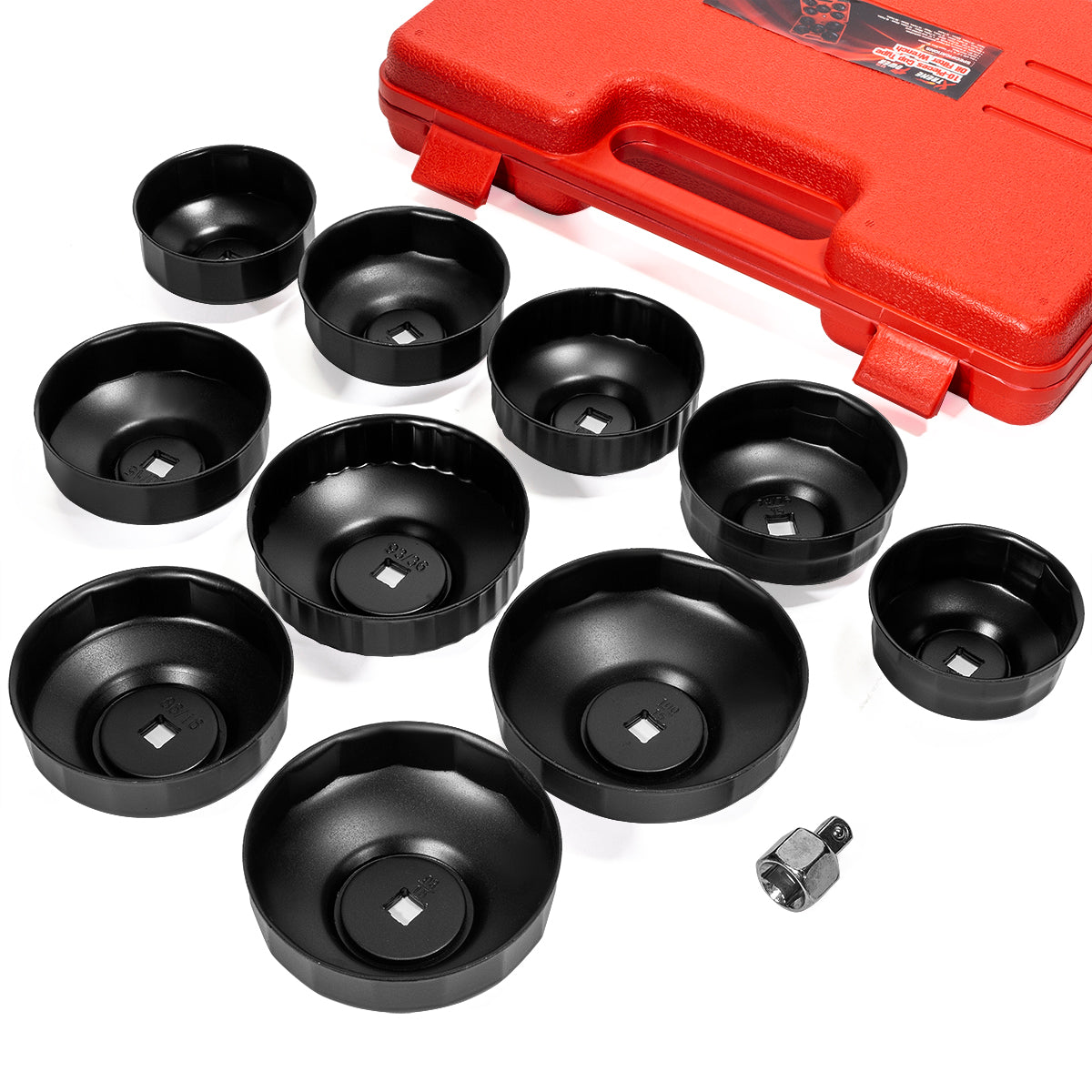 XtremepowerUS 10-Pieces Universal Oil Change Filter Cap Wrench Cup Socket Set