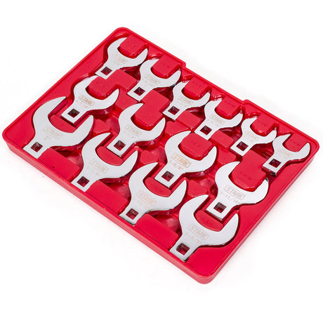 Stark USA 14-Piece 1/2 in. Drive Jumbo Crowfoot Wrench with Storage Tray HD Set