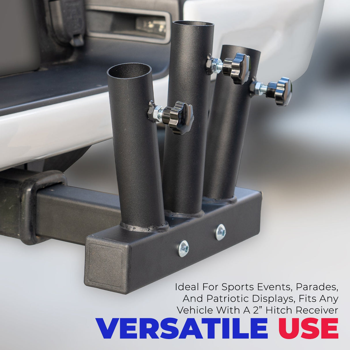 Hitch Mount 3 Flag Pole Holder Bracket For 2'' Trailer Truck Receivers Travel