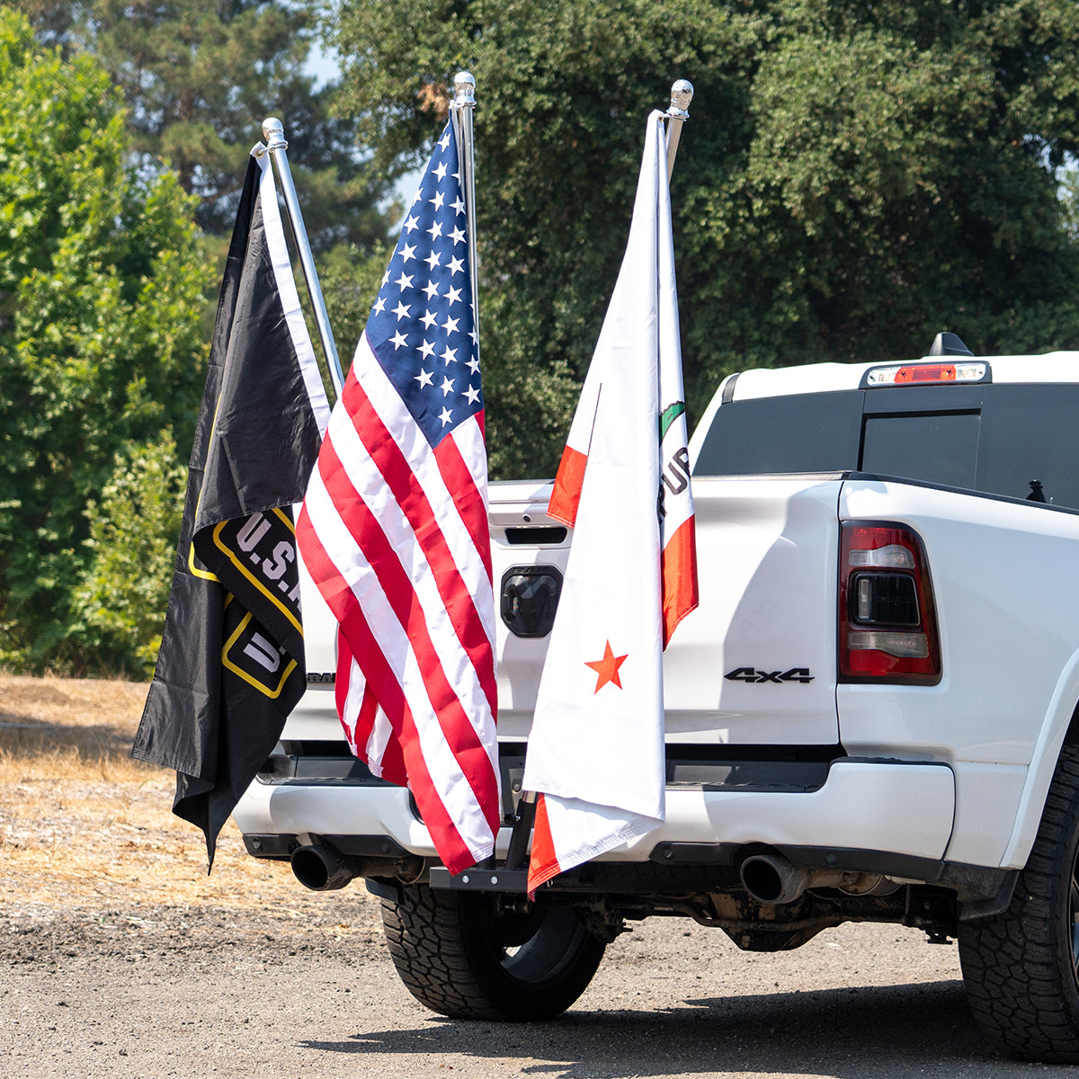 Hitch Mount 3 Flag Pole Holder Bracket For 2'' Trailer Truck Receivers Travel