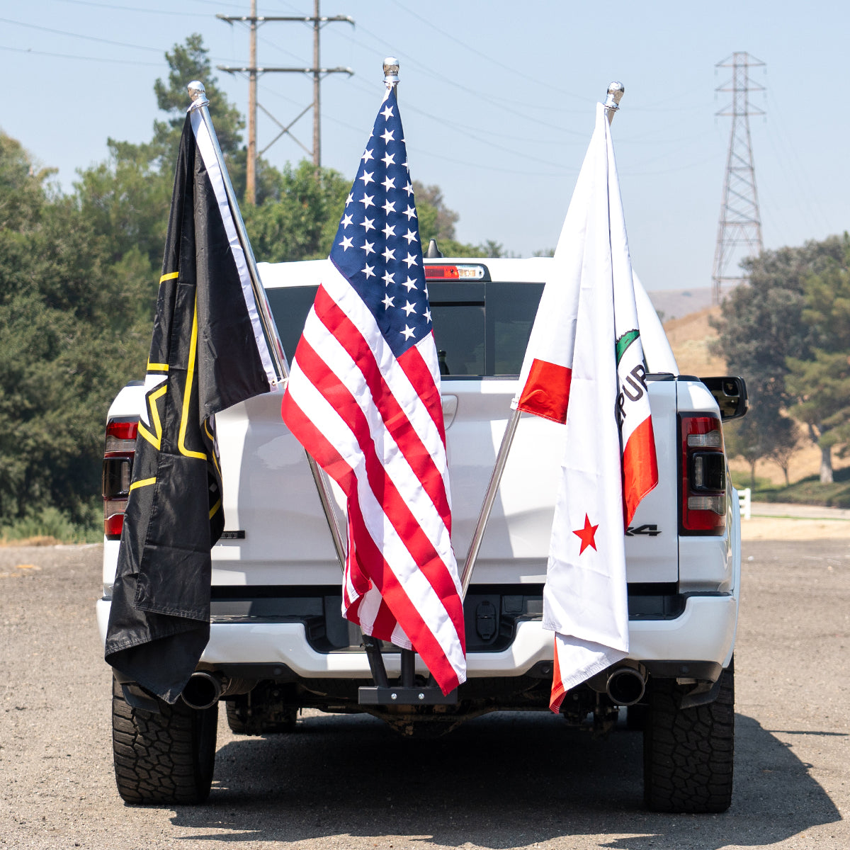 Hitch Mount 3 Flag Pole Holder Bracket For 2'' Trailer Truck Receivers Travel