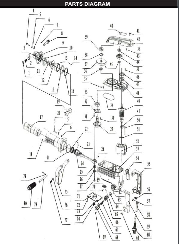 61108-XP 2200Watt Jack Hammer PARTS LISTING
