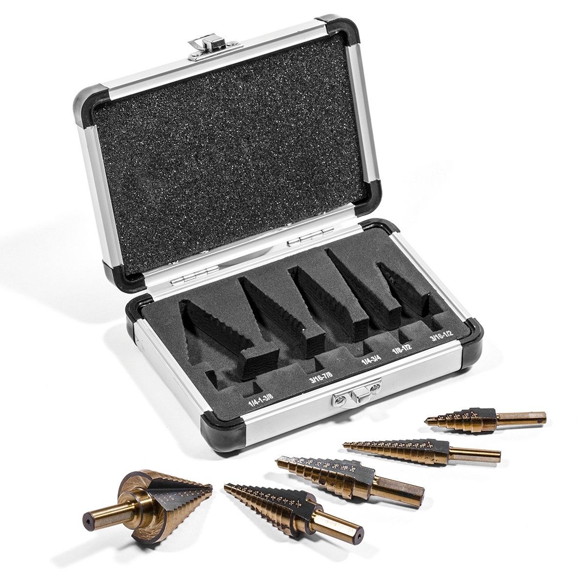 Stark USA 31011 5pc PRO Titanium Step HSS Polished Drill Bit Set