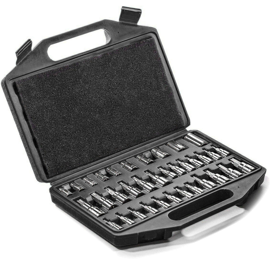 XtremepowerUS 35pcs 1/4" 3/8" Star Bit External Socket Set Torx Tamper Proof