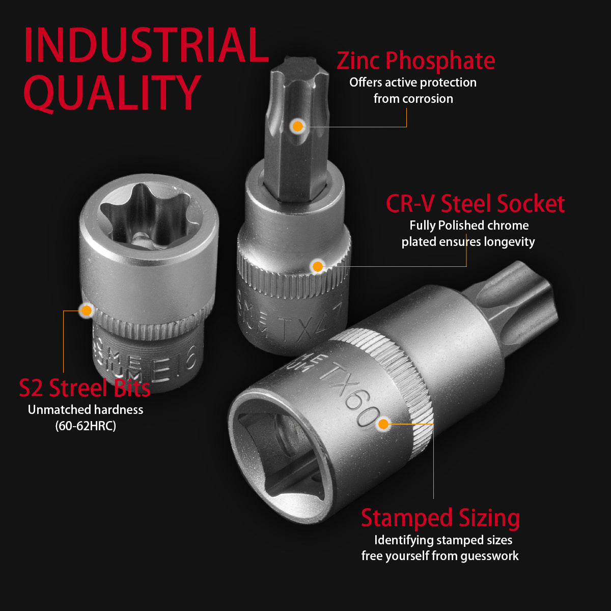 XtremepowerUS 35pcs 1/4" 3/8" Star Bit External Socket Set Torx Tamper Proof