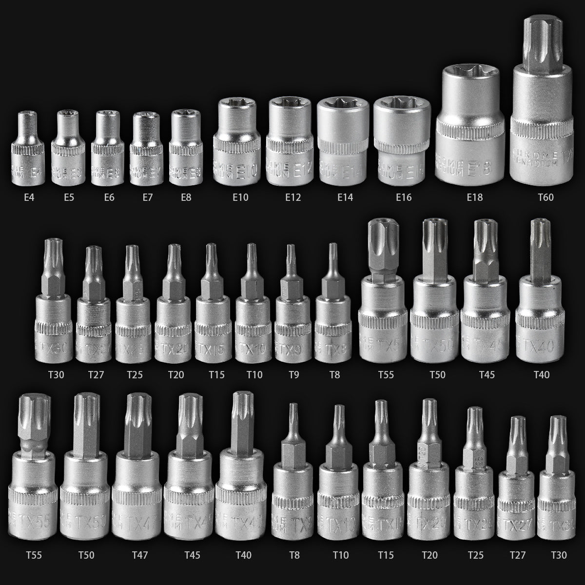 XtremepowerUS 35pcs 1/4" 3/8" Star Bit External Socket Set Torx Tamper Proof