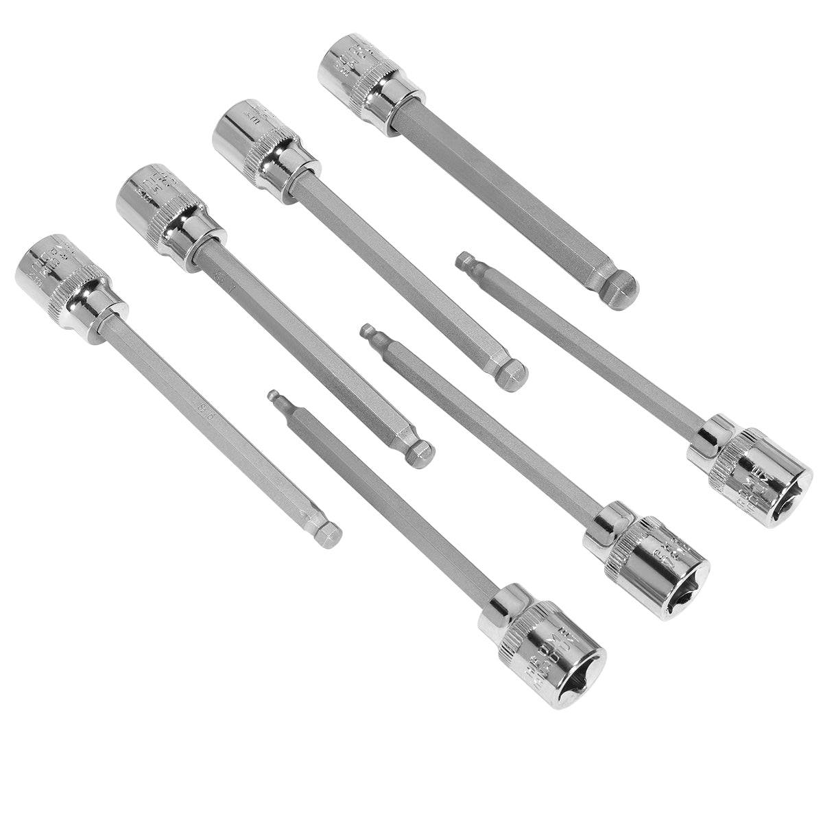 Stark USA 7pc 3/8" Ball End Long 4.3" METRIC MM Hex Allen Bits Sockets wrench