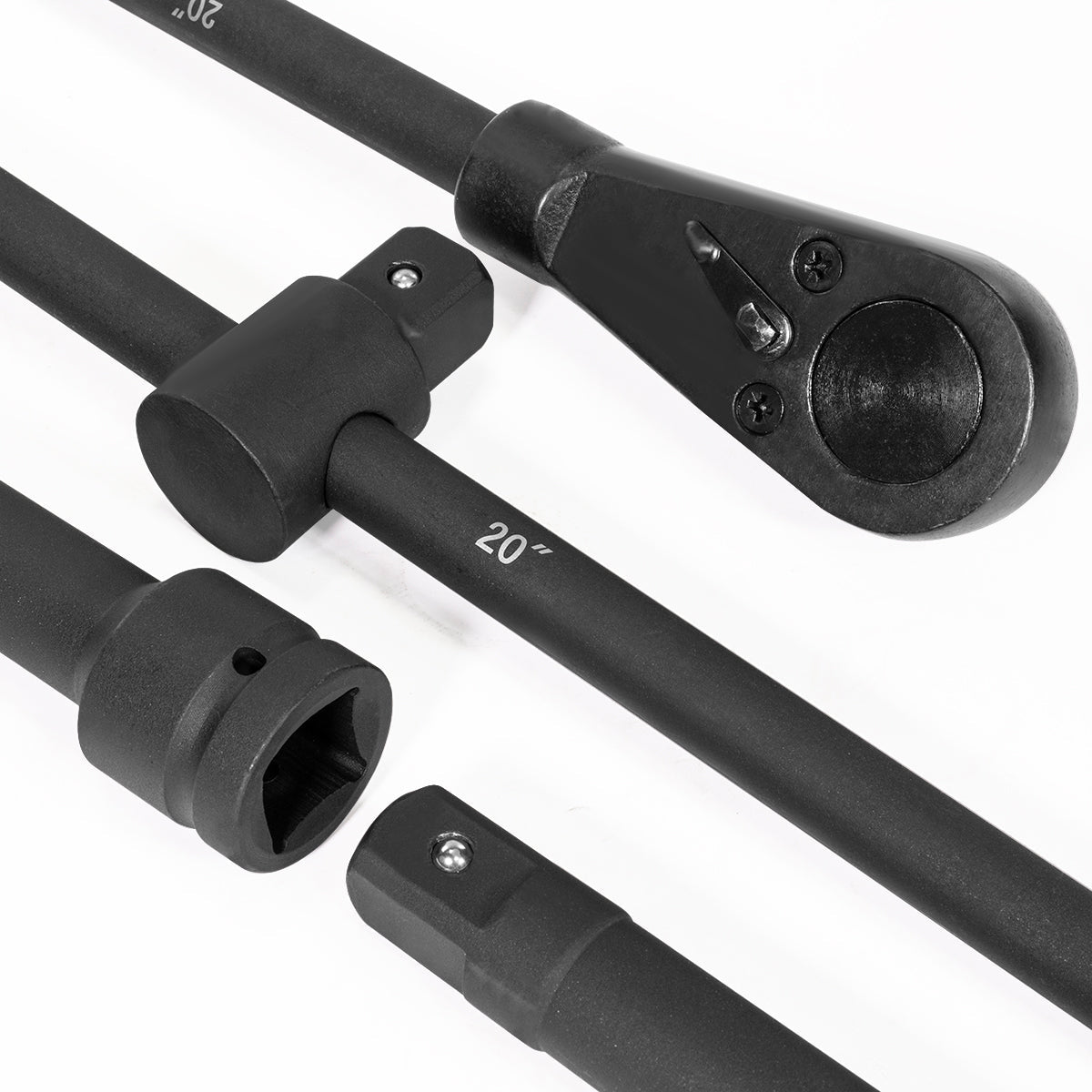 Stark USA 21-Piece Jumbo Impact Socket Set 1" Drive Extension T-Bar with Case