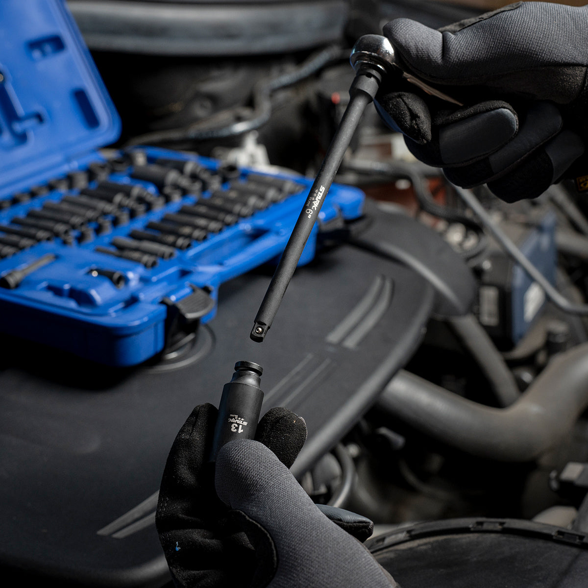 Stark USA 53PCS 1/4" DR Deep & Shallow Socket SAE/Metric Extension Bar Ratchet