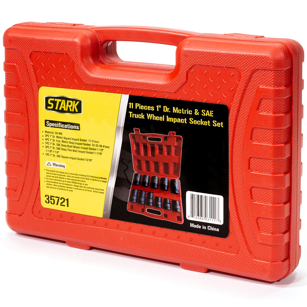Stark USA 11-PC Deep Socket Set Truck Wheel 1" Drive Impact Metric SAE Cr-Mo