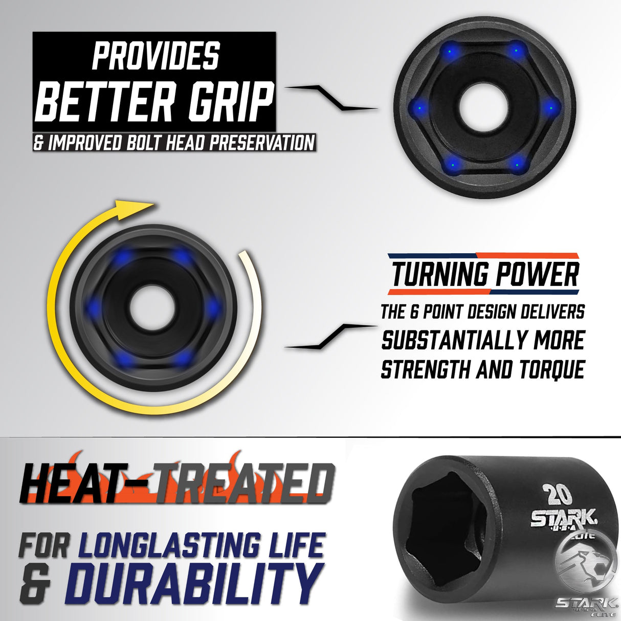 Stark USA 65PCS SAE & Metric 1/2" DR Deep Shallow Impact Socket Adaptor Reducer