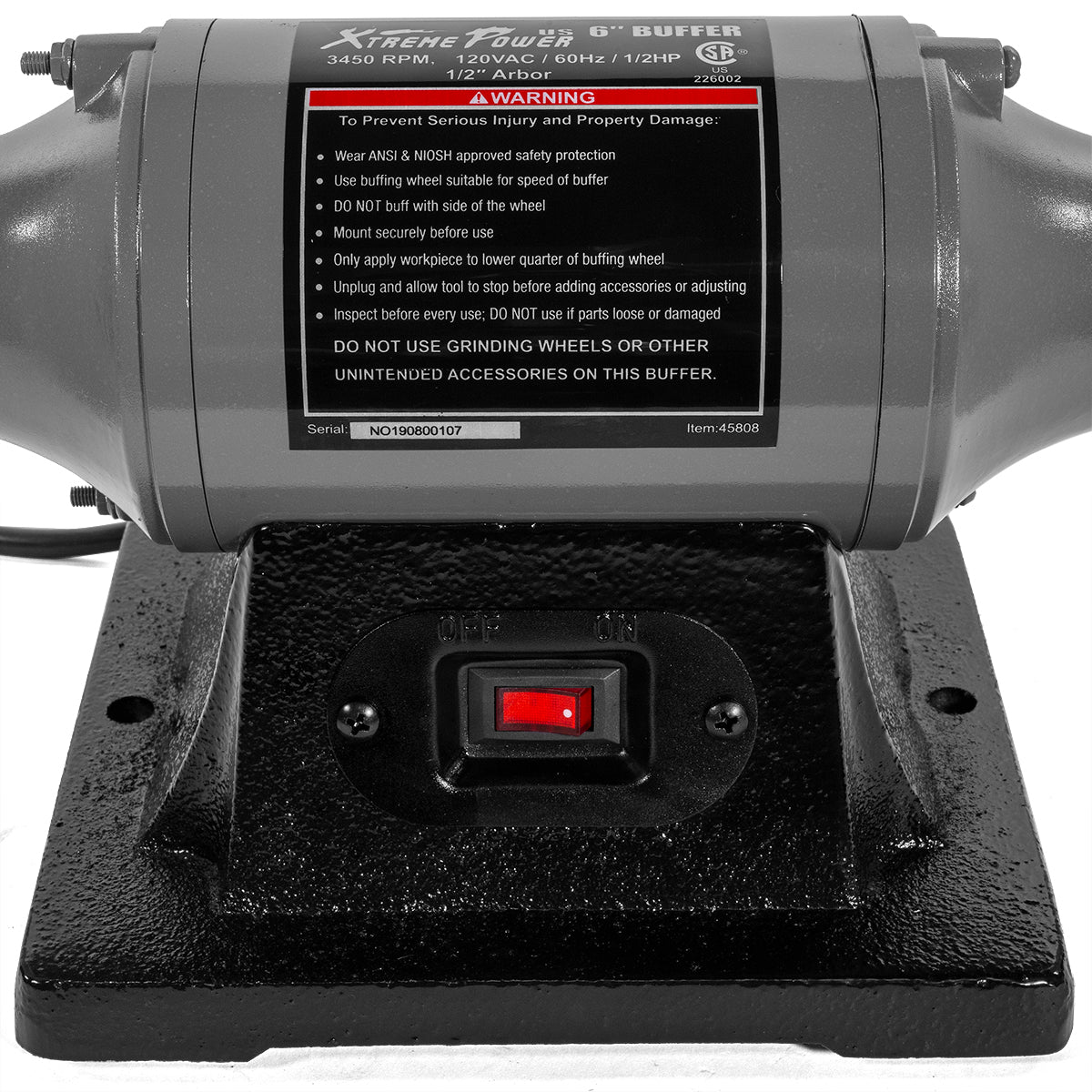 XtremepowerUS 6" Electric Polishing Machine 1/2hp Motor Benchtop w/ Dual Pad