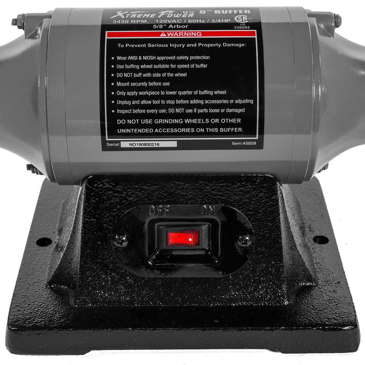 XtremepowerUS 8" Electric Polisher Buff Machine Dual Pad 3/4HP Benchtop Buffer