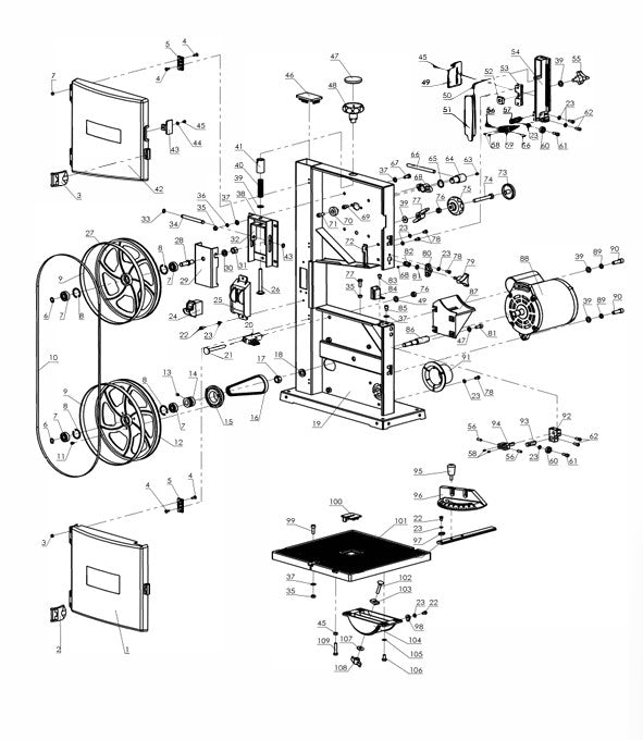 46002 WOOD BAND SAW 3.5 X 9 IN. - XTREMEPOWERUS Parts Listing