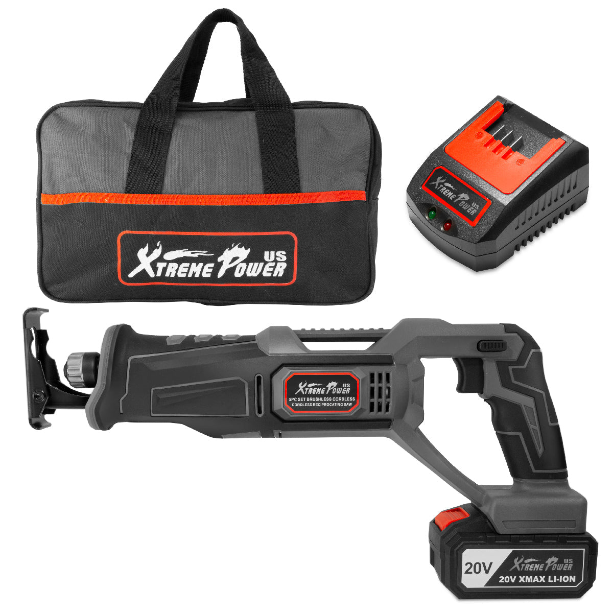 XtremepowerUS Cordless Reciprocating Saw w/Li-Ion Battery & Fast Charger 20V Max