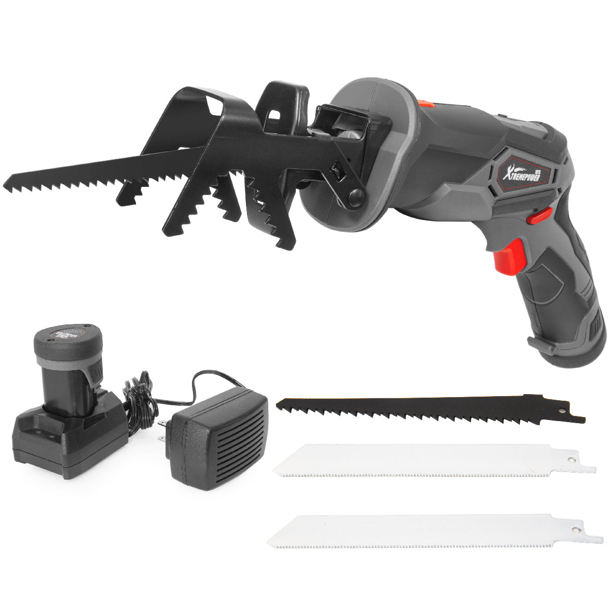 XtremepowerUS 12V MAX Cordless Reciprocating Saw Clamping Jaw w/ (3) Saw Blades