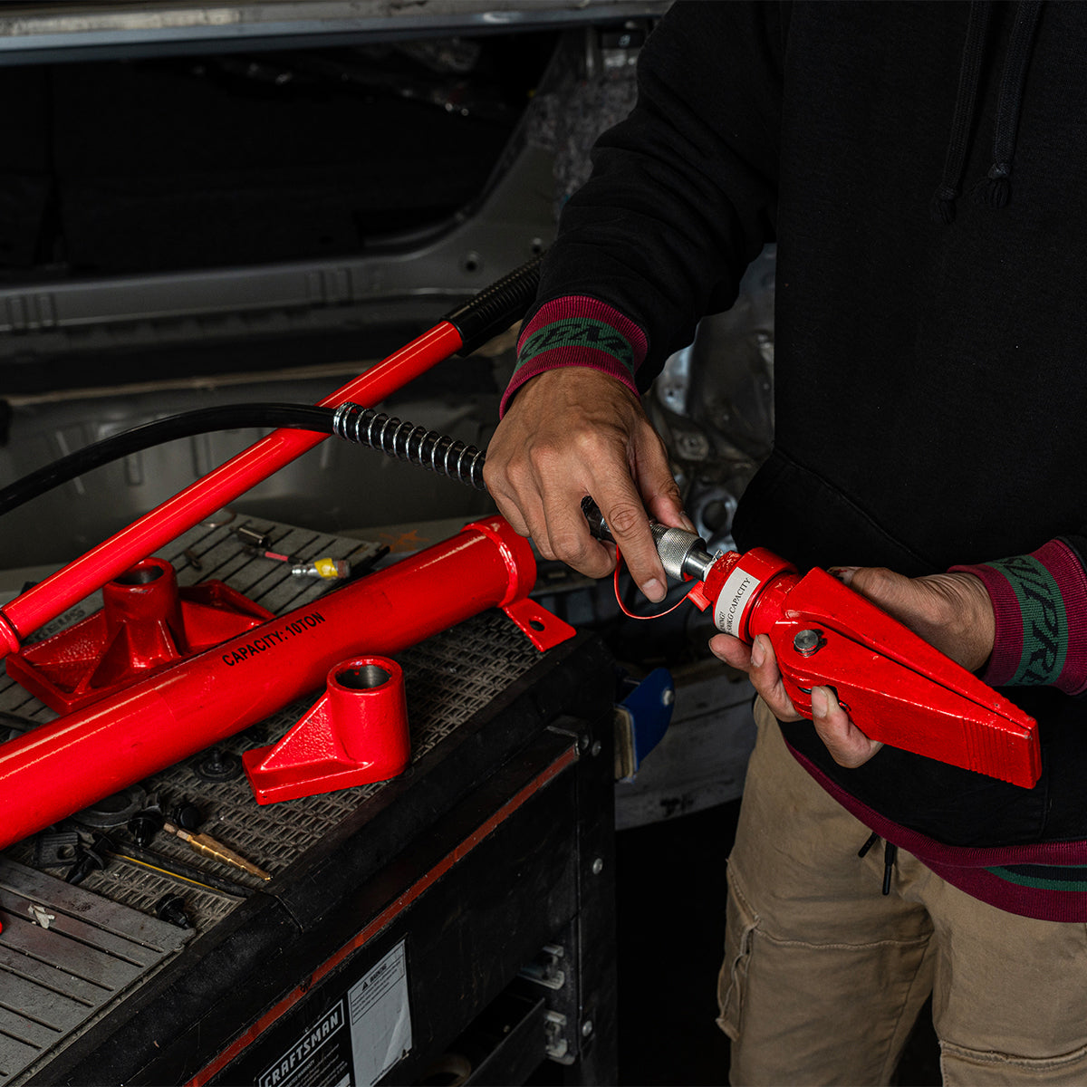 XtremepowerUS 10 Ton Hydraulic Jack Air Pump Lift Ram Body Frame Porta Power Kit