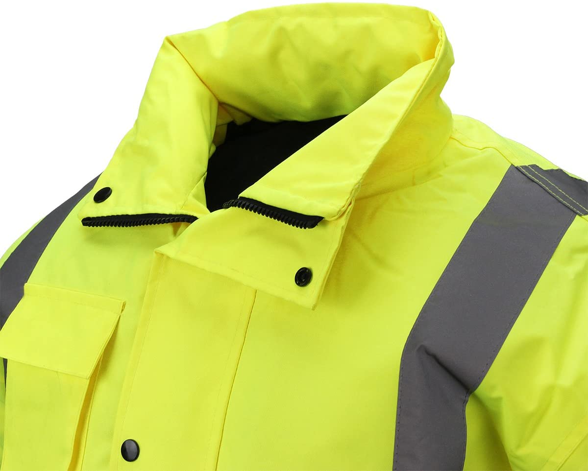 Hi-Vis Class 3 Safety Jacket Neon Reflective Coat Bomber Jacket XXXL