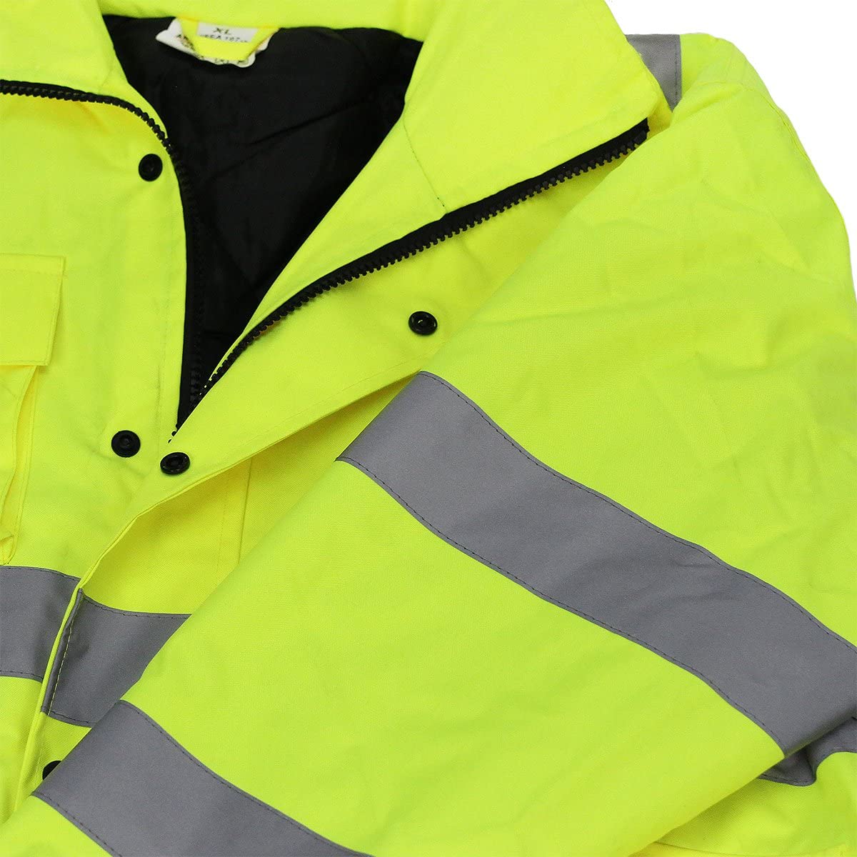 Hi-Vis Class 3 Safety Jacket Neon Reflective Coat Bomber Jacket XXXL