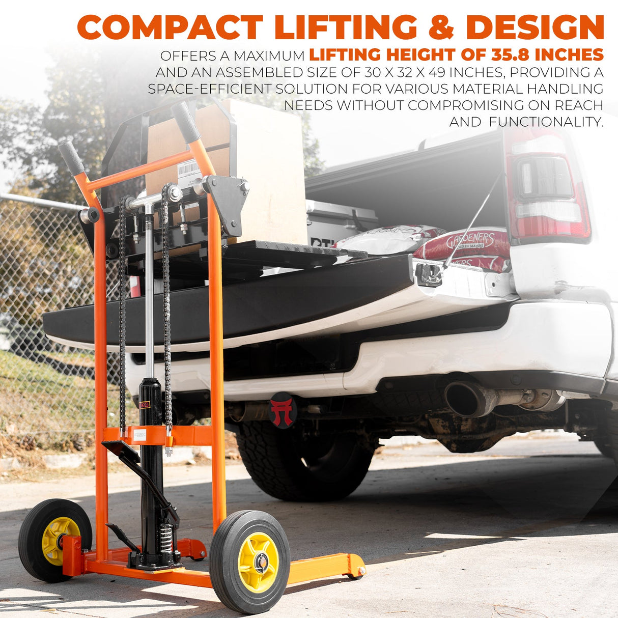 Stark USA Hydraulic Material Winch Stacker 440lbs Pallet Truck Dolly Fork Lift