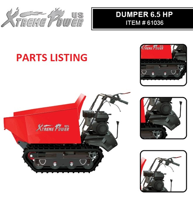 61036 DUMPER GAS 6.5 HP - XTREMEPOWERUS PARTS LISTING