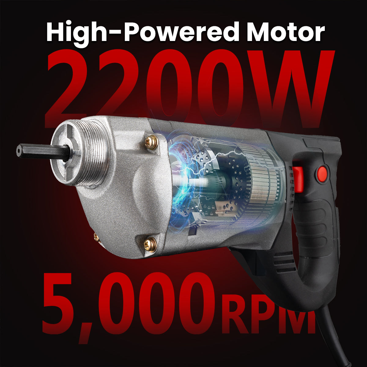 XtremepowerUS 2200W Electric Concrete Vibrator 4.5 feet Long Shaft Concrete