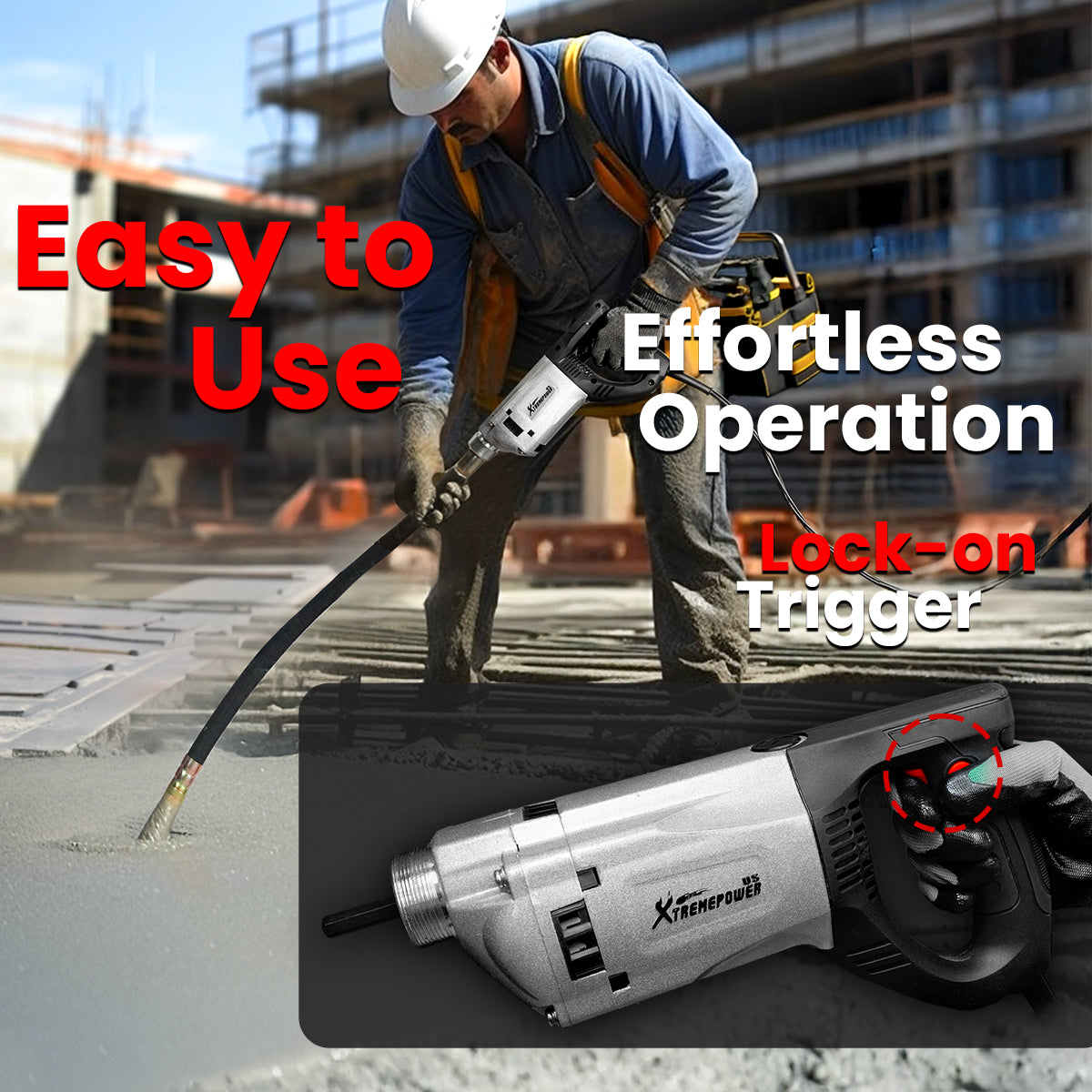 XtremepowerUS 2200W Electric Concrete Vibrator 4.5 feet Long Shaft Concrete