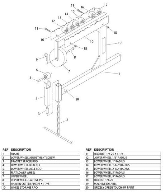 61088 METAL SHAPING BENCHTOP ENGLISH WHEEL - STARK PARTS LISTING