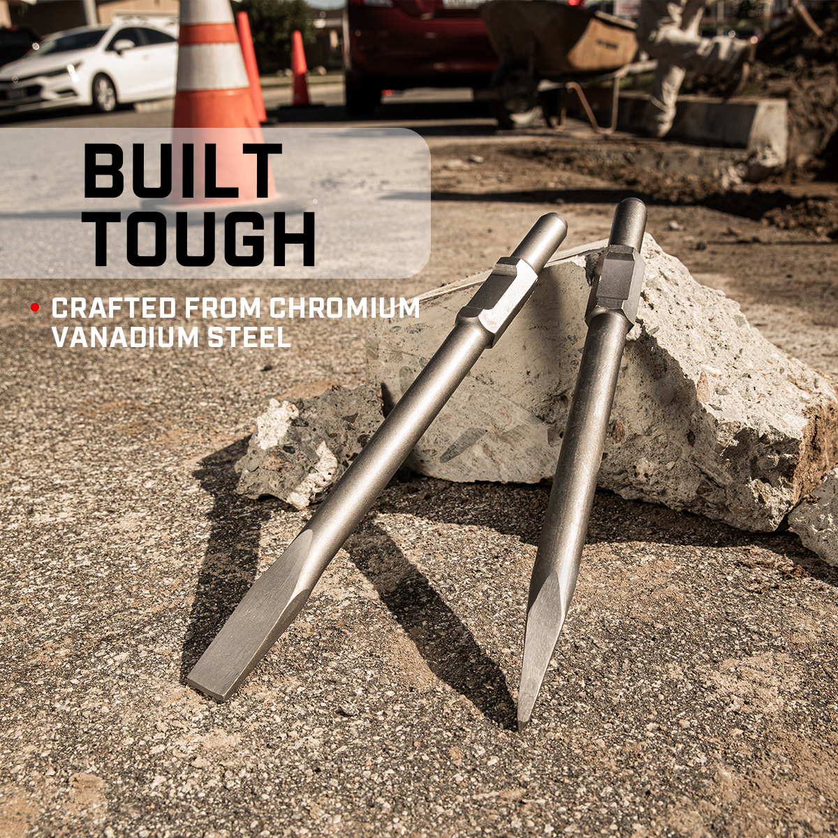 XtremepowerUS 2PCS Replacement Jack Hammer Point Chisel Demolition Bit 1-1/8"