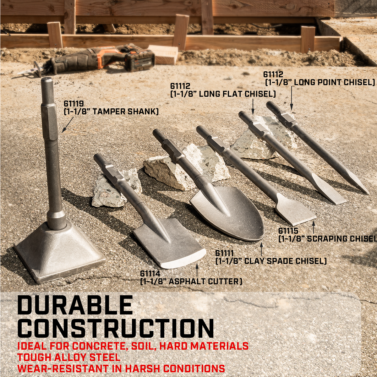 XtremepowerUS 2PCS Replacement Jack Hammer Point Chisel Demolition Bit 1-1/8"
