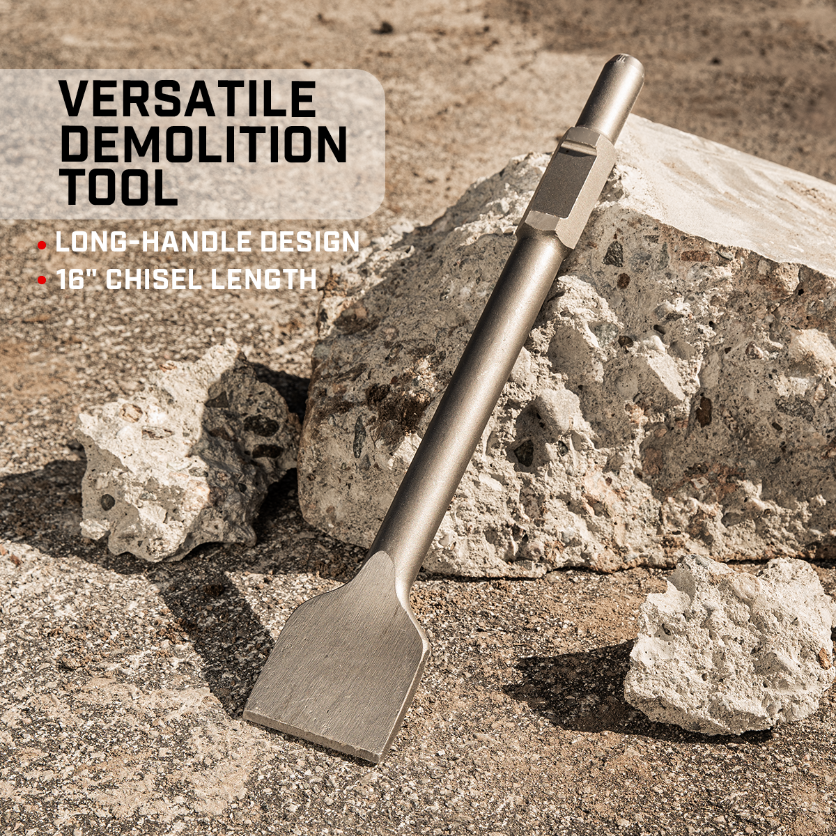 XtremepowerUS Flat Chisel 1-1/8" Hex Scraping Bit for Demolition Jack Hammer