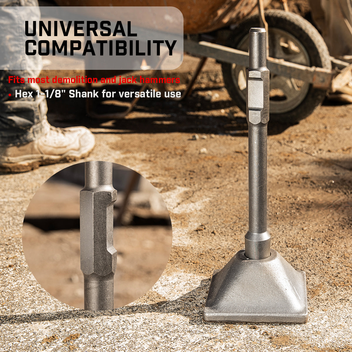 XtremepowerUS Dirt Soil Tamper Plate for 1-1/8" Shank Demolition Concrete Bit