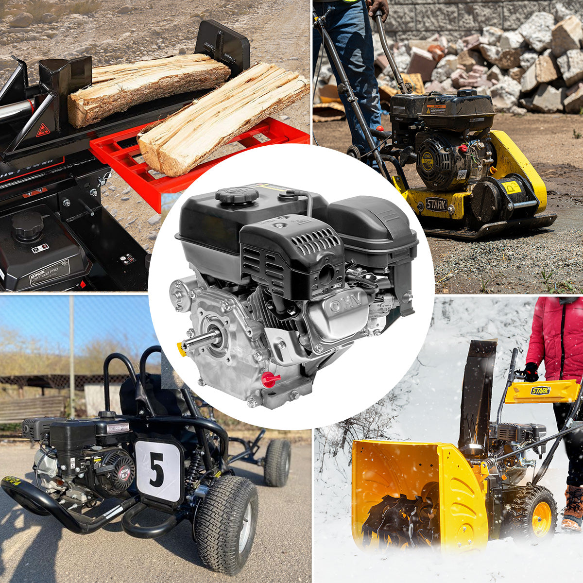 XtremepowerUS 7HP Recoil/Electric Start Gas Powered Multi-Use Engine Go Kart Log