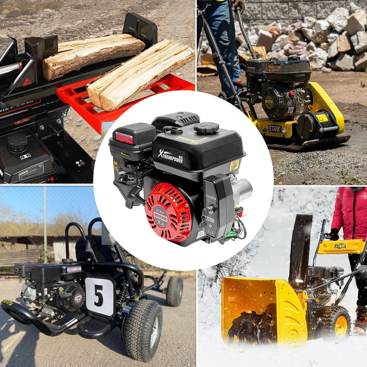 XtremepowerUS 7HP Recoil/Electric Start Gas Powered Multi-Use Engine Go Kart Log