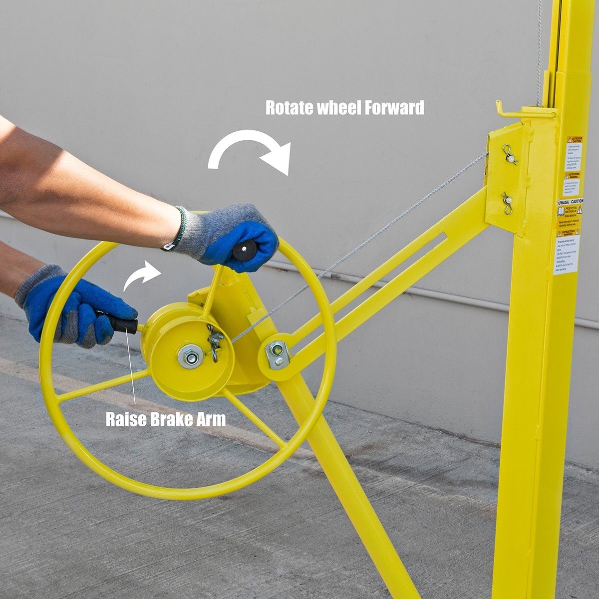 Stark USA 16' ft Drywall Lift Rolling Lift Up Panel Hoist 150Lbs Caster Wheels