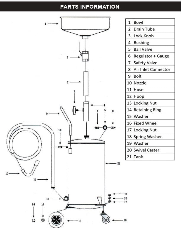 66075 + 66076 DRAIN 20GAL OIL DRAIN - XTREMEPOWERUS PARTS LISTING