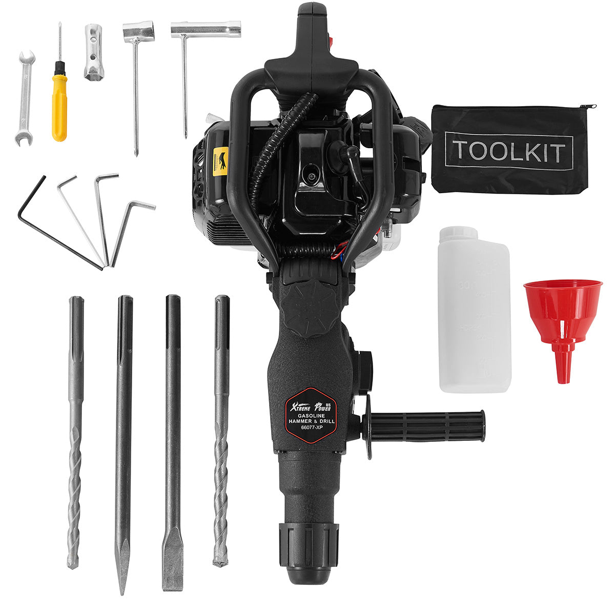 XtremepowerUS 2-in-1 Gas Demolition Hammer Drilling w/ Point Flat Chisel Drill