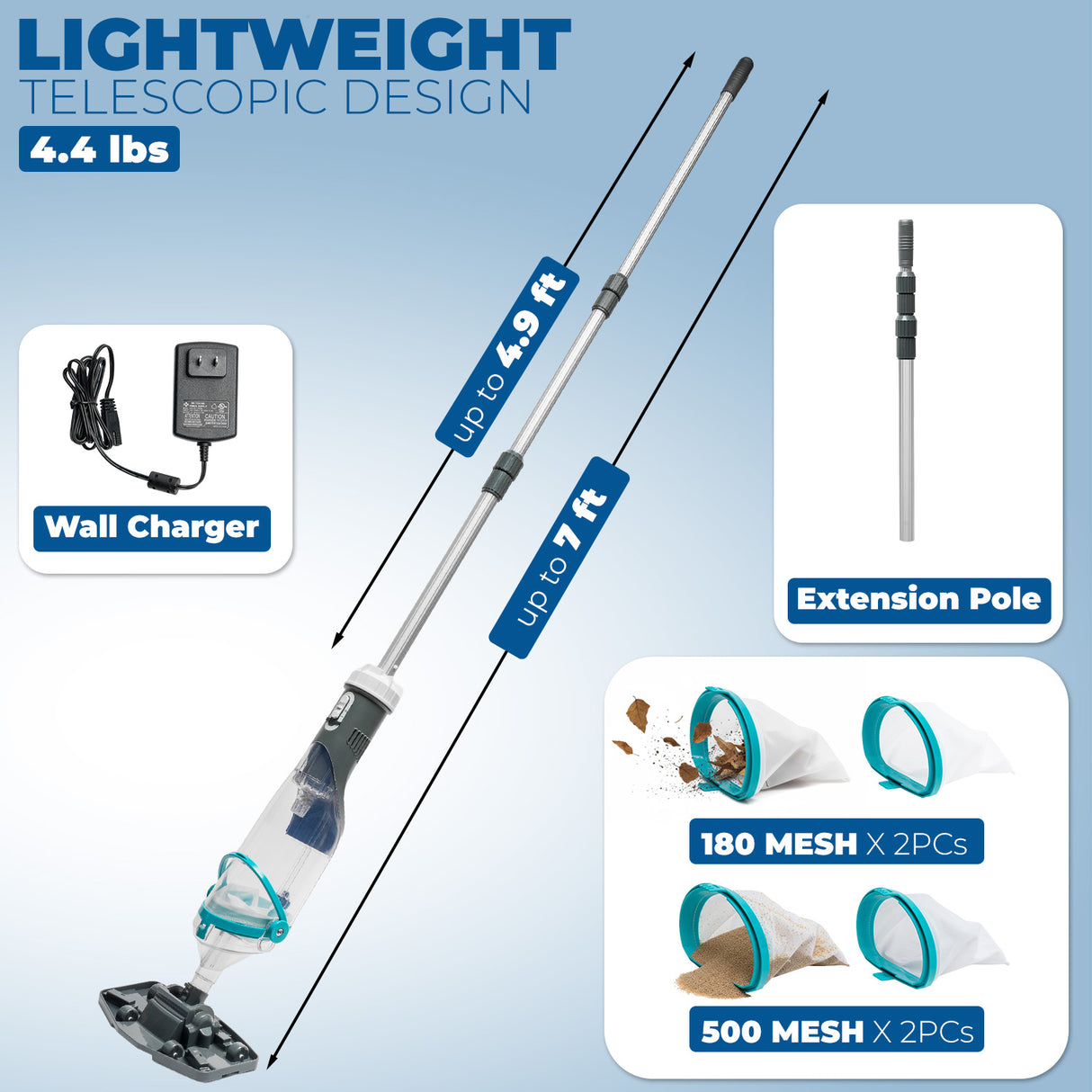 XtremepowerUS Cordless Handheld Cleaner 40W, 18.5 GPM Rechargeable Pool Vacuum