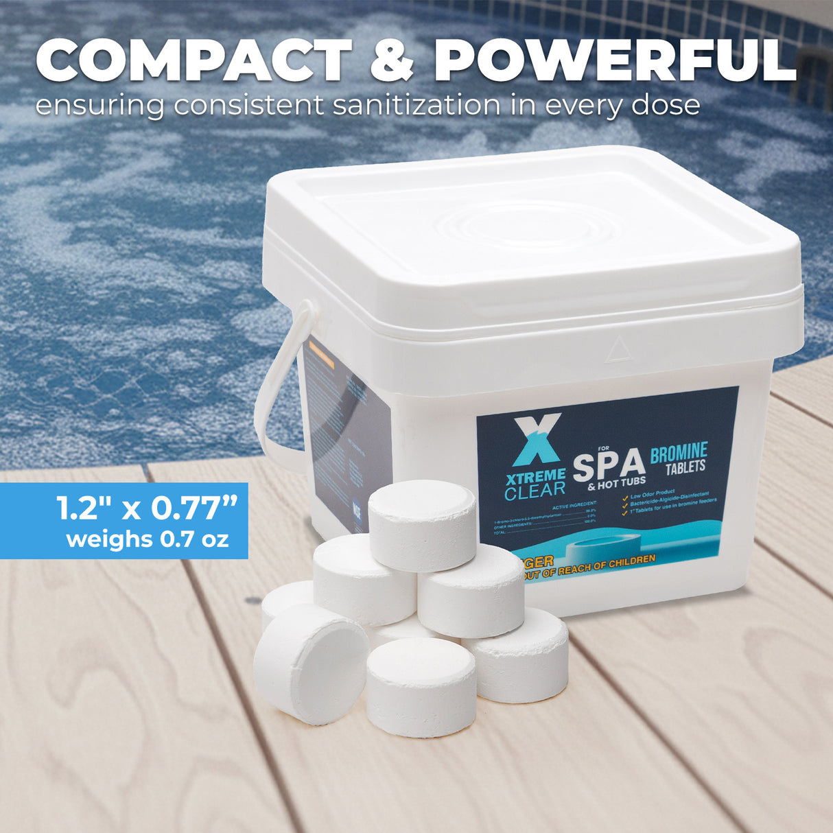 Xtremeclear Bromine Tablets for Spa & Hot Tub – 5 lbs Bottle, 1-Inch Tablets