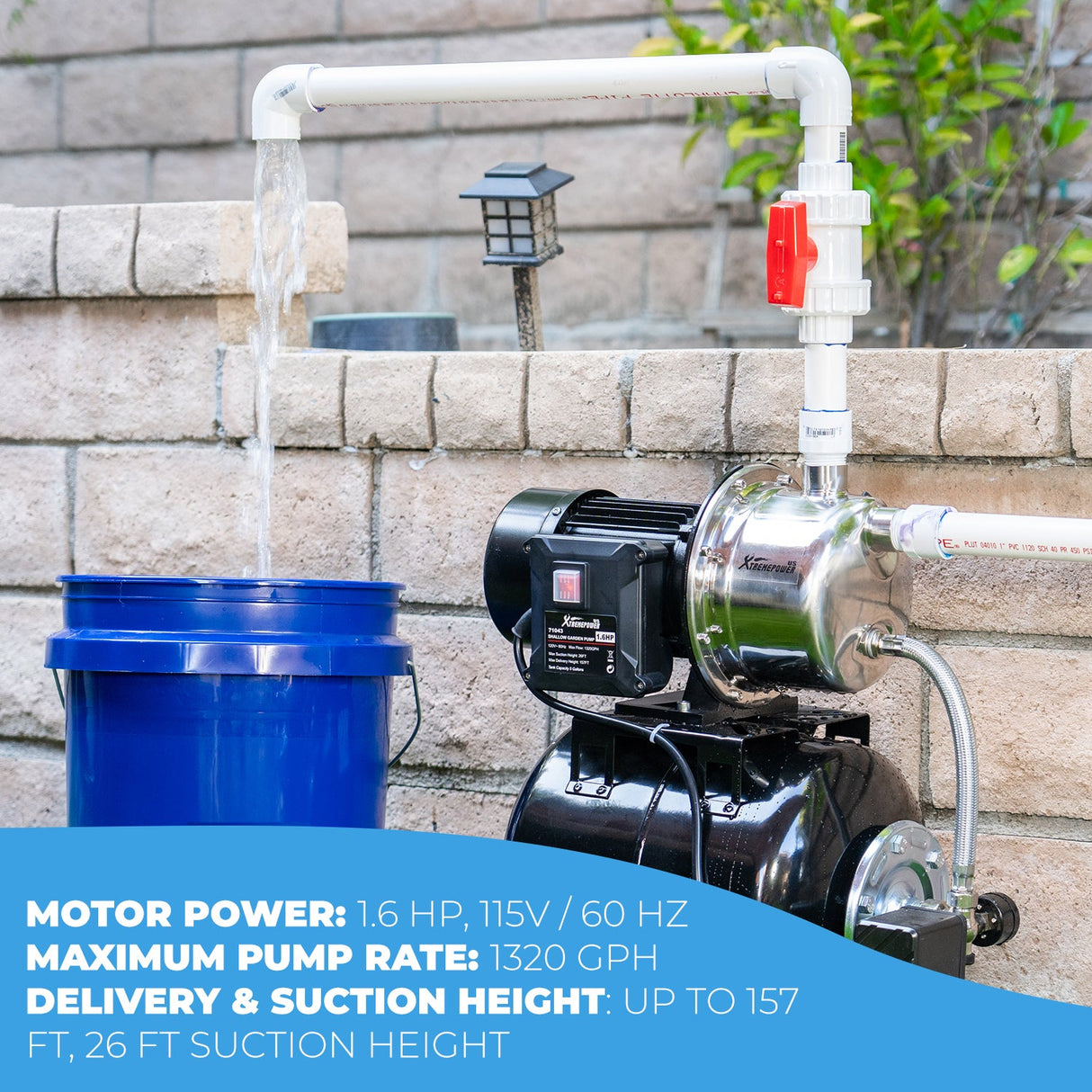 XtremepowerUS 1.6HP Booster Jet Pump Shallow Water 1" Well System Pressurized