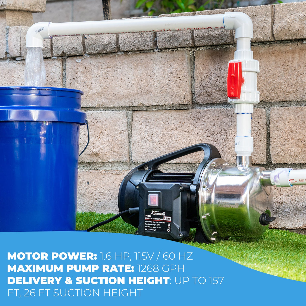 XtremepowerUS 1.6HP Shallow Well Pump 1268GPH Jet Pump 1" Water Transfer