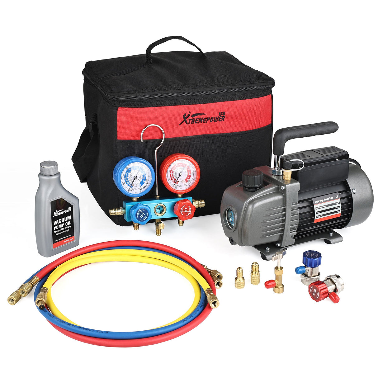 XtremepowerUS 4.5CFM 1/3HP Vacuum Pump HVAC R134a, R22, R410a, and R12 AC Manifold Gauge
