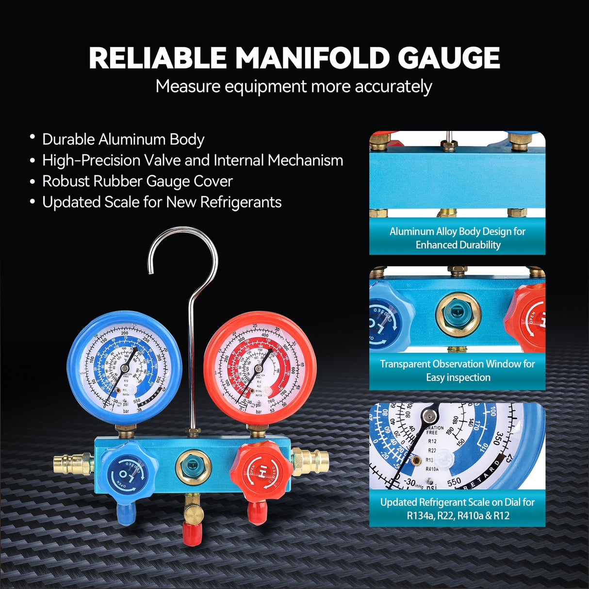 XtremepowerUS 4.5CFM 1/3HP Vacuum Pump HVAC R134a, R22, R410a, and R12 AC Manifold Gauge