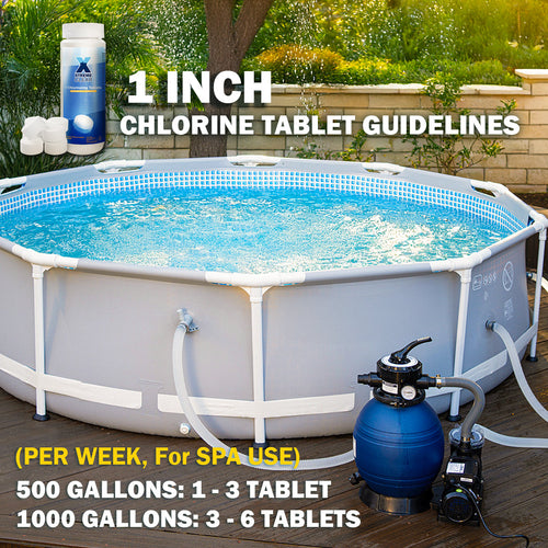 Xtremeclear 1" Stabilized Chlorine Tablets Swimming Pool Spa Hot Tub, 1.5 Pounds