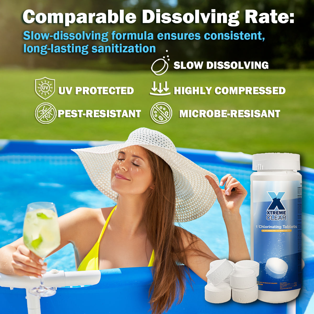 Xtremeclear 1" Stabilized Chlorine Tablets Swimming Pool Spa Hot Tub, 1.5 Pounds