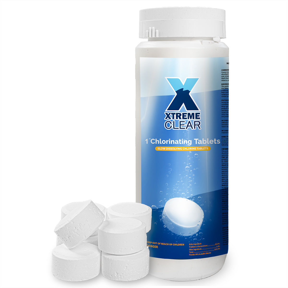 Xtremeclear 1.5 Pounds 1" Stabilized Chlorine Tablets Swimming Pool Spa HotTub