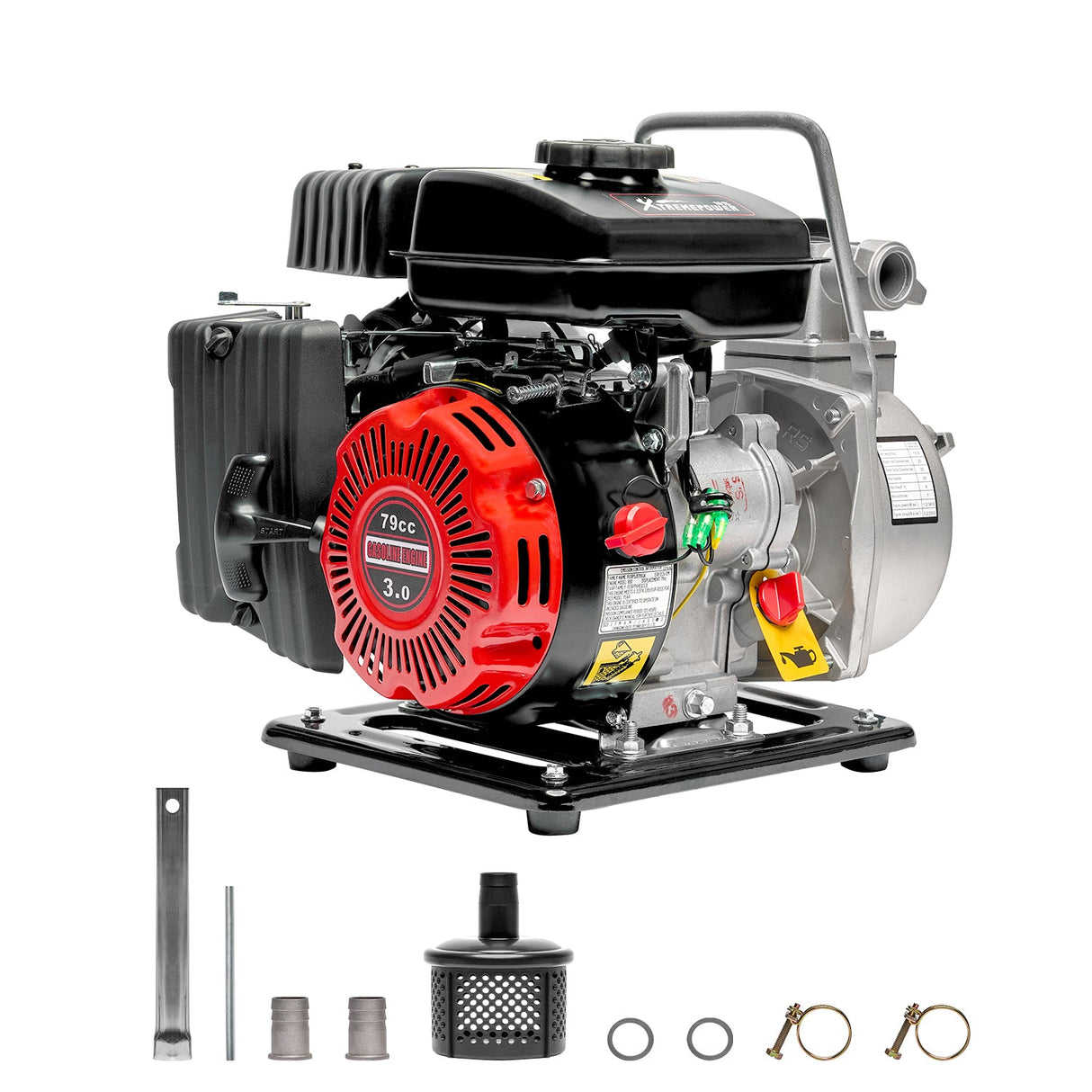 XtremepowerUS Portable 79CC Gas Gasoline Water Pump 3HP 4-Stroke Engine 36GPM 1-Inch
